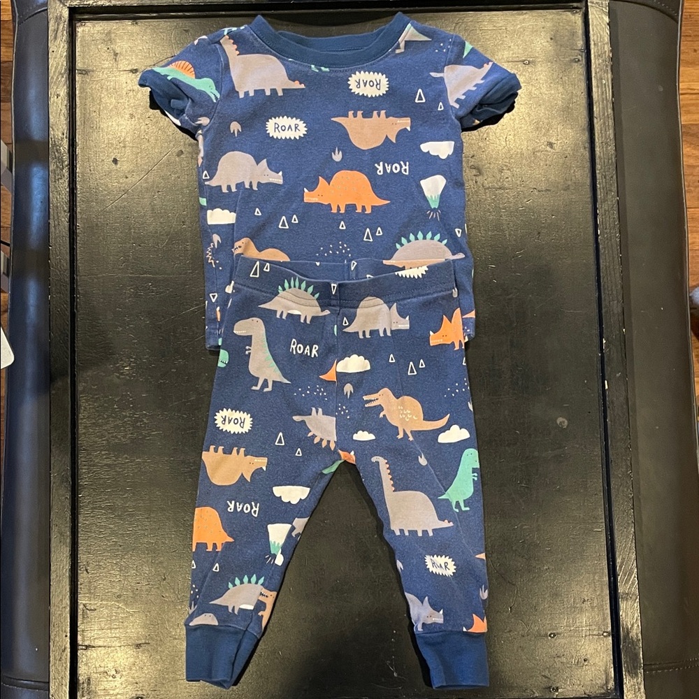 Dinosaur Print Kids Pajamas - Blue